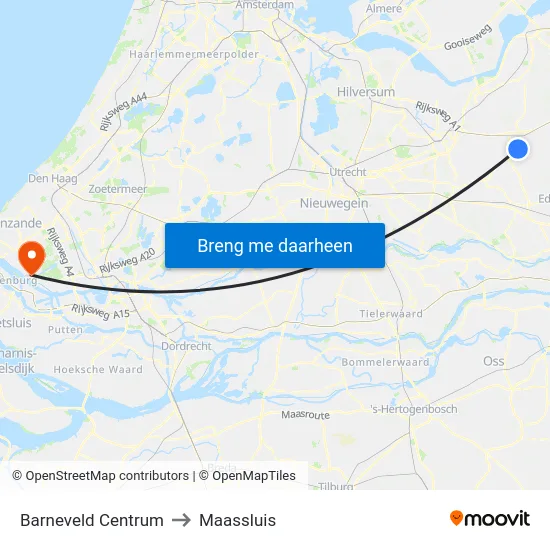 Barneveld Centrum to Maassluis map