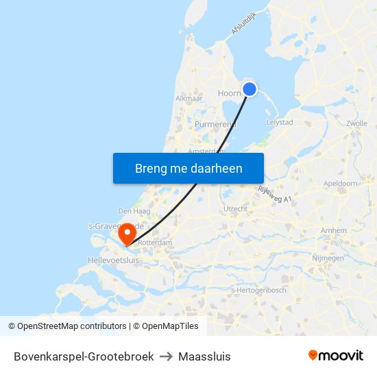 Bovenkarspel-Grootebroek to Maassluis map