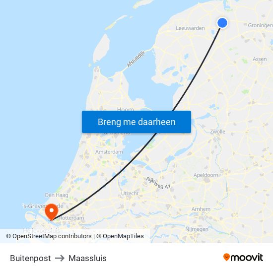 Buitenpost to Maassluis map