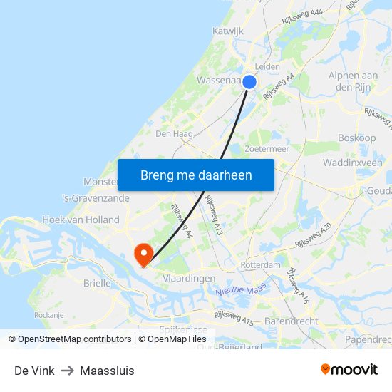 De Vink to Maassluis map