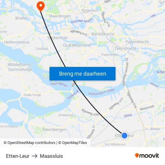 Etten-Leur to Maassluis map