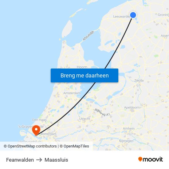 Feanwalden to Maassluis map