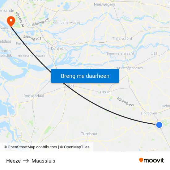 Heeze to Maassluis map