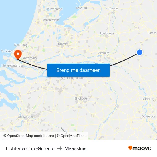 Lichtenvoorde-Groenlo to Maassluis map