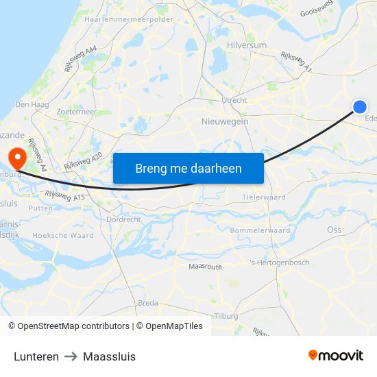 Lunteren to Maassluis map