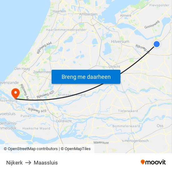 Nijkerk to Maassluis map