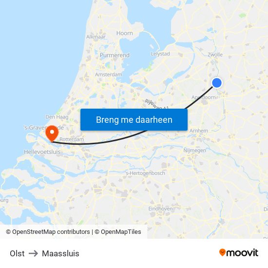 Olst to Maassluis map