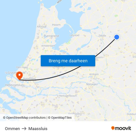 Ommen to Maassluis map
