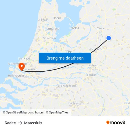 Raalte to Maassluis map