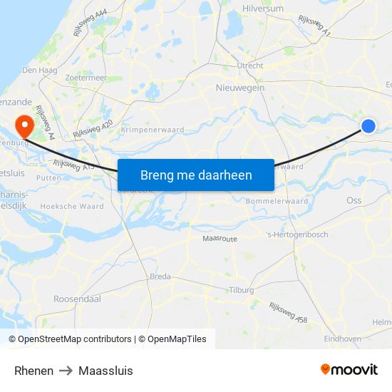 Rhenen to Maassluis map