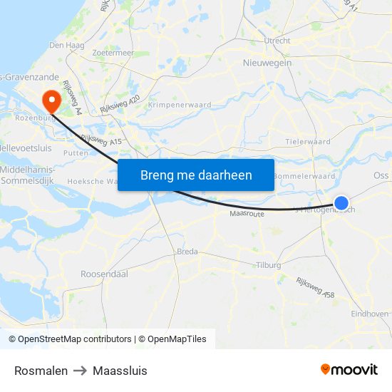 Rosmalen to Maassluis map