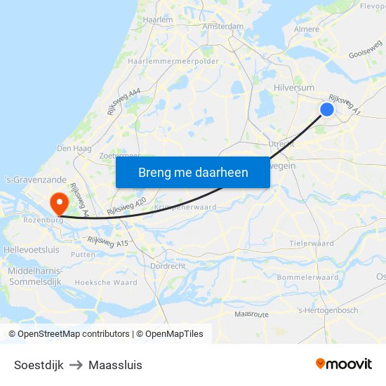 Soestdijk to Maassluis map