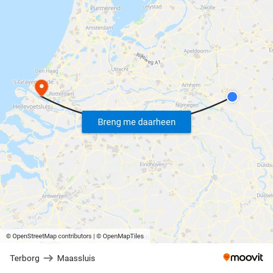 Terborg to Maassluis map