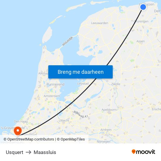 Usquert to Maassluis map