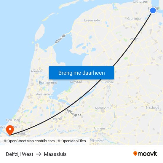 Delfzijl West to Maassluis map