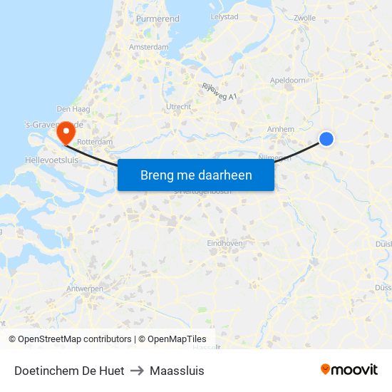 Doetinchem De Huet to Maassluis map