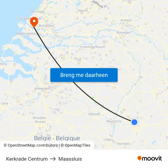 Kerkrade Centrum to Maassluis map