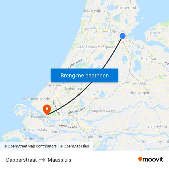 Dapperstraat to Maassluis map