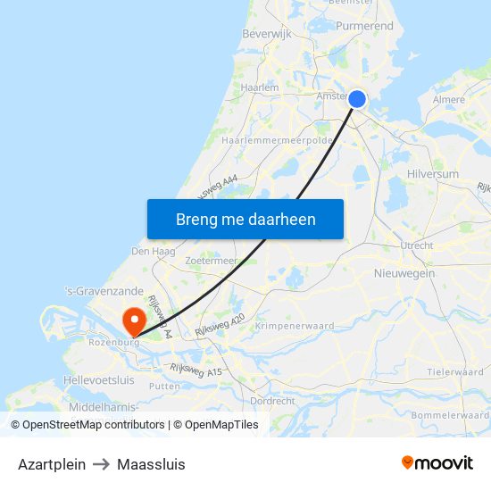 Azartplein to Maassluis map