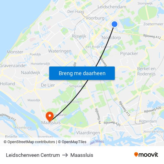 Leidschenveen Centrum to Maassluis map
