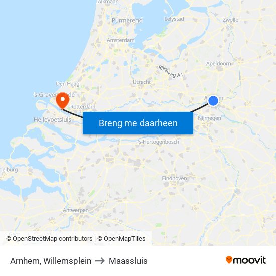 Arnhem, Willemsplein to Maassluis map