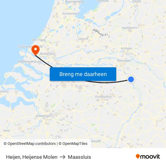 Heijen, Heijense Molen to Maassluis map