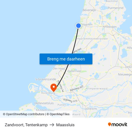 Zandvoort, Tentenkamp to Maassluis map