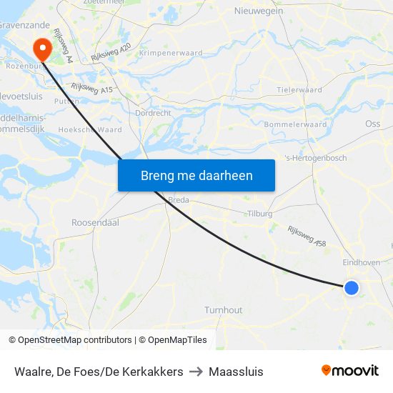 Waalre, De Foes/De Kerkakkers to Maassluis map