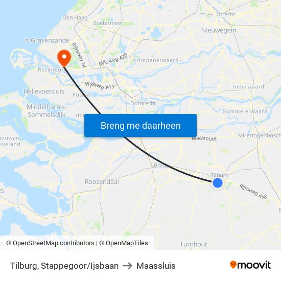 Tilburg, Stappegoor/Ijsbaan to Maassluis map