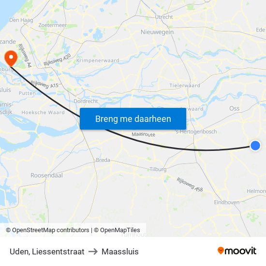 Uden, Liessentstraat to Maassluis map