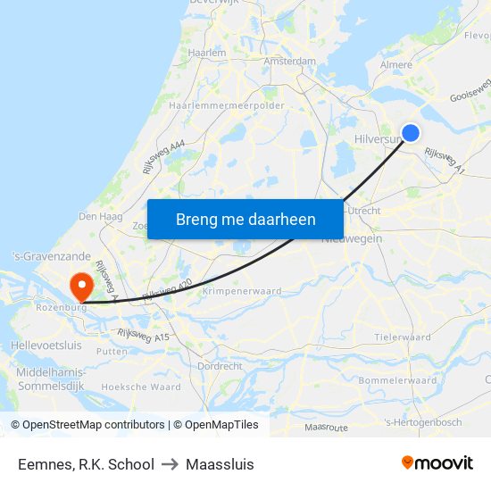 Eemnes, R.K. School to Maassluis map