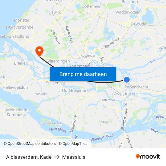 Alblasserdam, Kade to Maassluis map