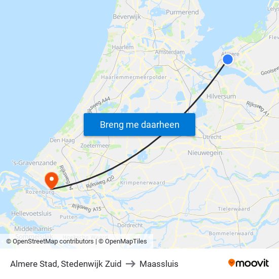 Almere Stad, Stedenwijk Zuid to Maassluis map