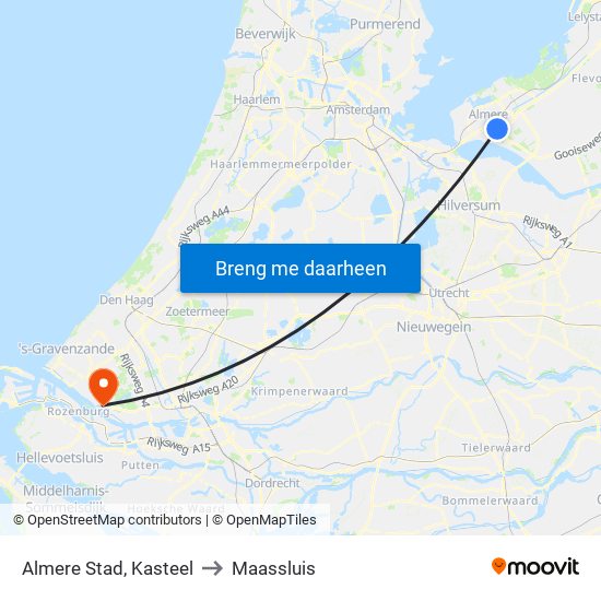 Almere Stad, Kasteel to Maassluis map
