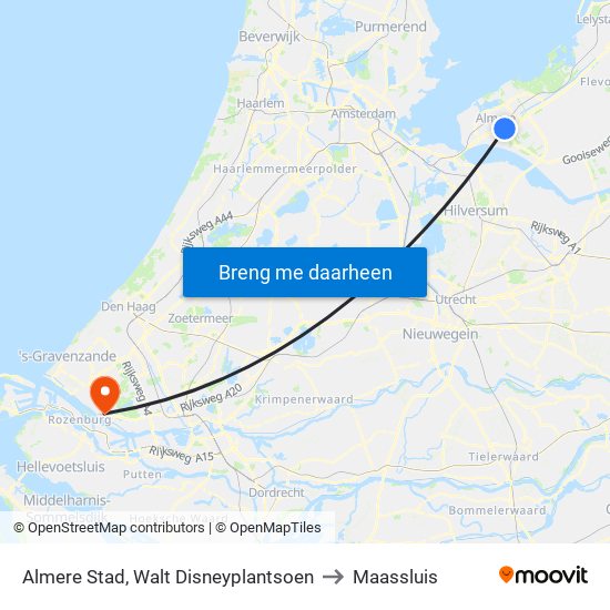 Almere Stad, Walt Disneyplantsoen to Maassluis map