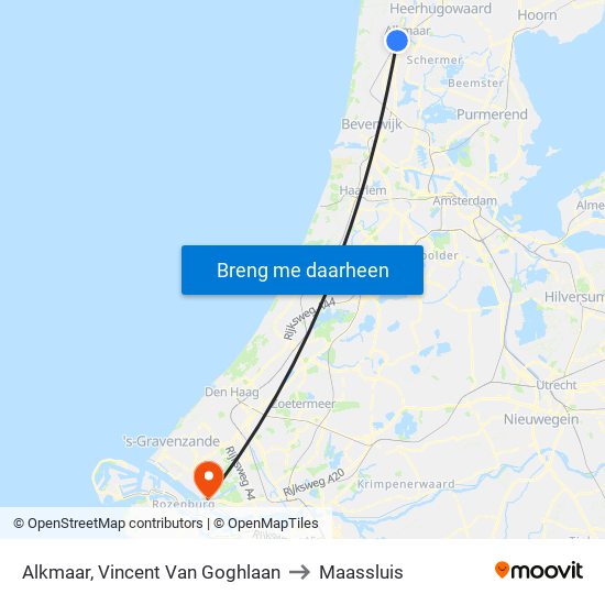 Alkmaar, Vincent Van Goghlaan to Maassluis map