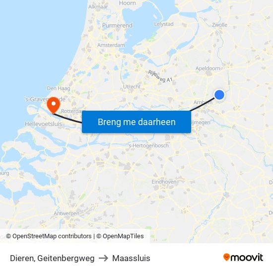 Dieren, Geitenbergweg to Maassluis map