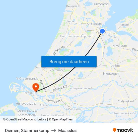 Diemen, Stammerkamp to Maassluis map