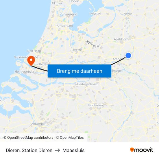 Dieren, Station Dieren to Maassluis map