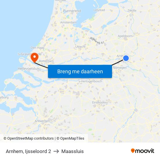 Arnhem, Ijsseloord 2 to Maassluis map