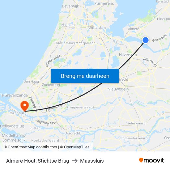 Almere Hout, Stichtse Brug to Maassluis map