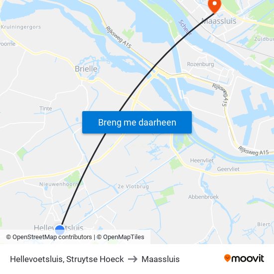 Hellevoetsluis, Struytse Hoeck to Maassluis map