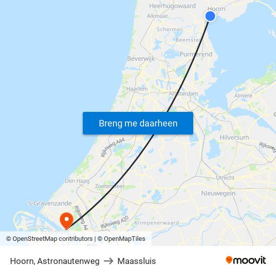 Hoorn, Astronautenweg to Maassluis map