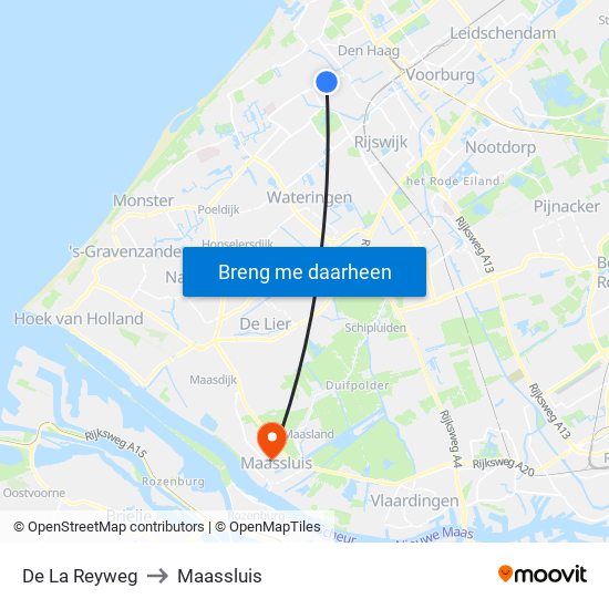 De La Reyweg to Maassluis map