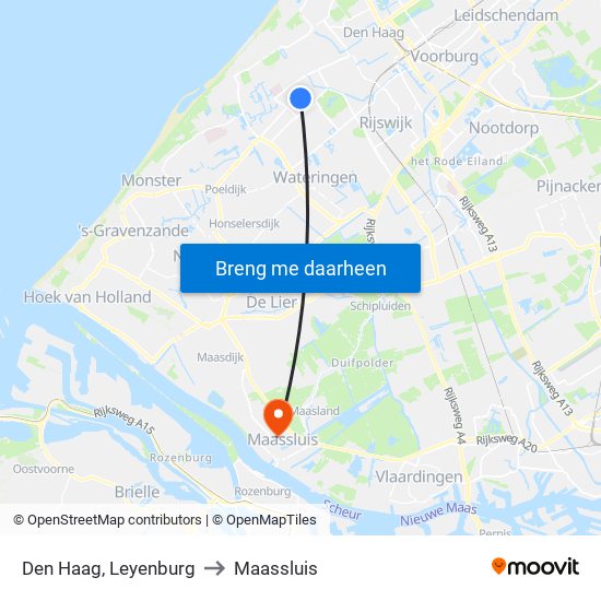 Den Haag, Leyenburg to Maassluis map