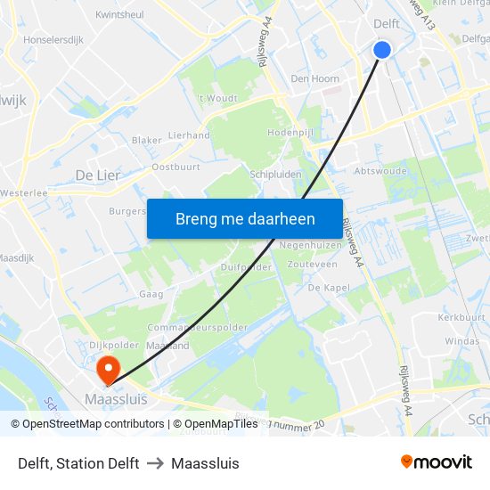 Delft, Station Delft to Maassluis map