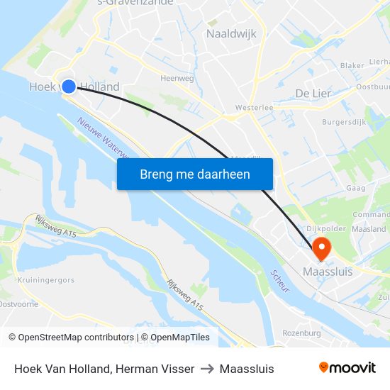 Hoek Van Holland, Herman Visser to Maassluis map