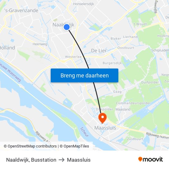 Naaldwijk, Busstation to Maassluis map