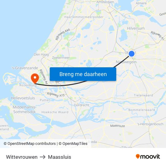 Wittevrouwen to Maassluis map