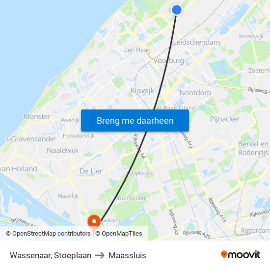Wassenaar, Stoeplaan to Maassluis map
